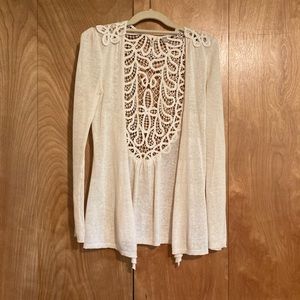 Anthropologie Knitted & Knotted Lace Back Sweater